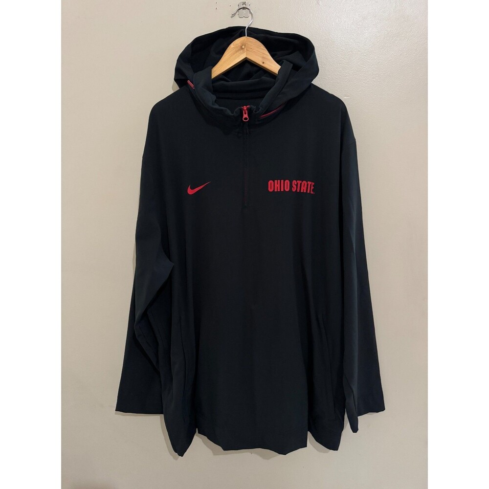 Nike Ohio State Buckeyes Football Team Issue 1/2 Zip Hooded Jacket Mens XL NCAA